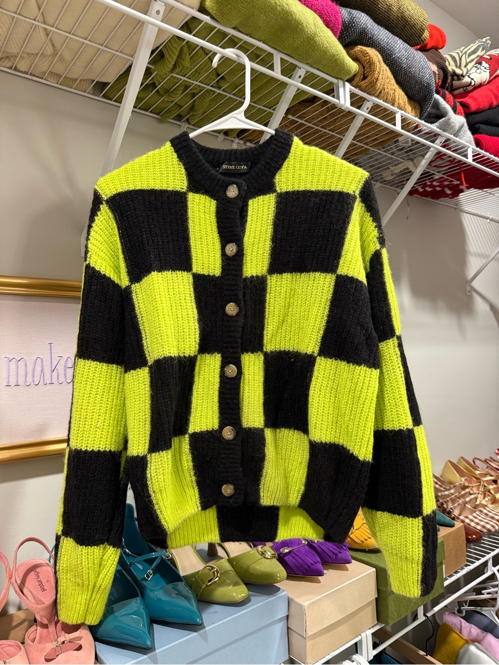 Stine Goya Checkerboard Knit Cardigan